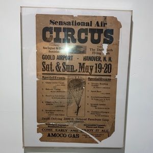 🛸🛰 Hanover, New Hampshire Vintage Airplane Poster 1930s Extremely Rare 🛫🚀